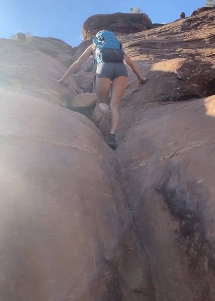 Climbing up Cathedral Rock Trail