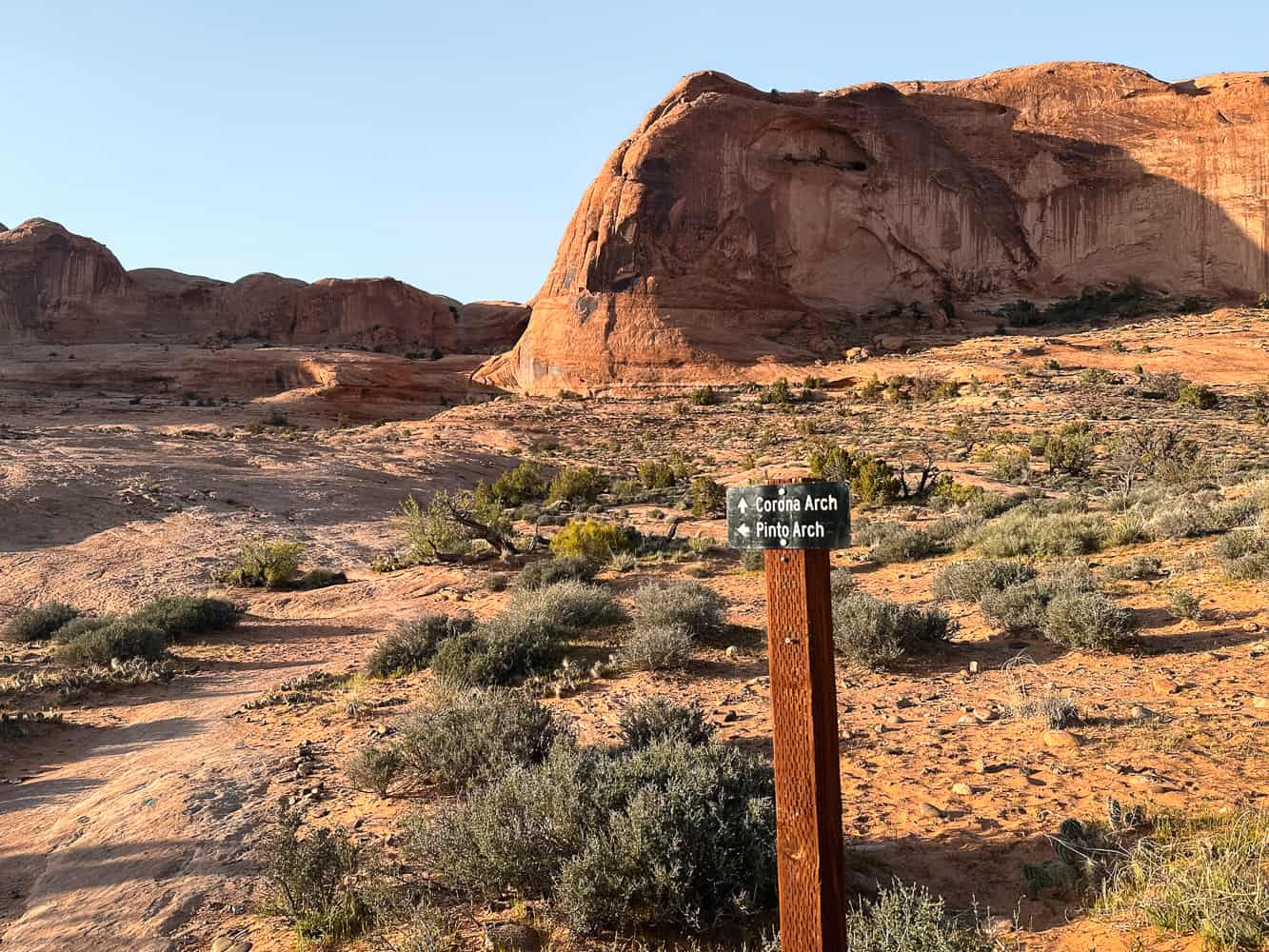 Sign Along Corona Arch Trail For Pinto Arch.