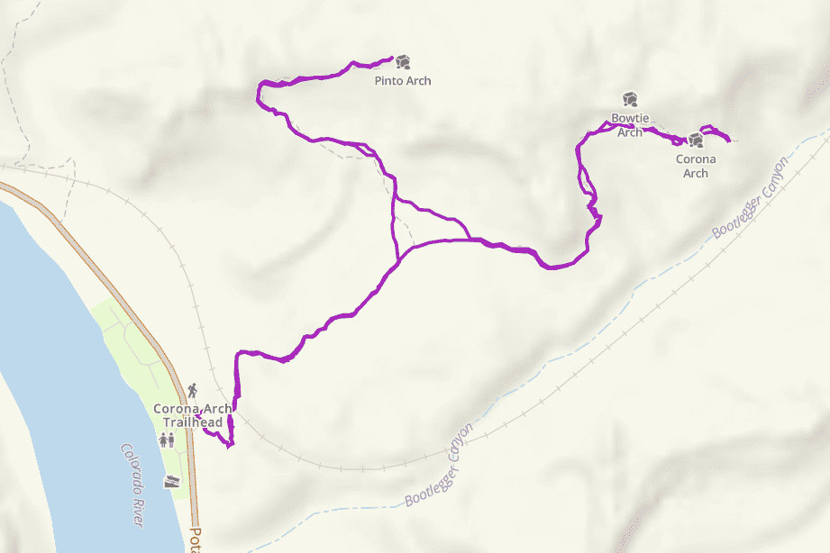 Corona Arch Trail Hiking Map.