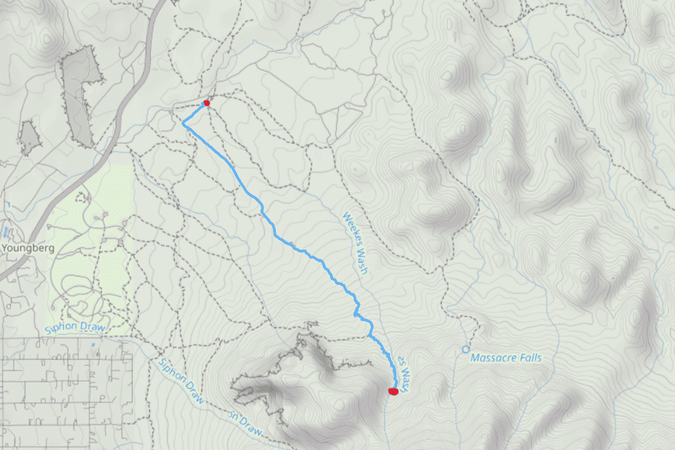 Map Of Canyon Of The Waterfalls Hike.